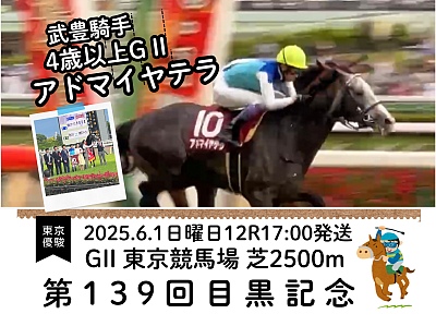 アドマイヤテラ　武豊　目黒記念　東京競馬場　府中競馬場　JRA
