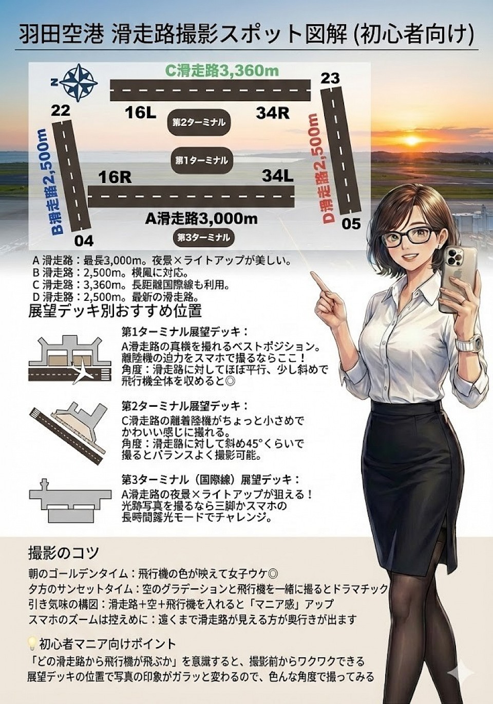 羽田空港ランウェイとターミナル