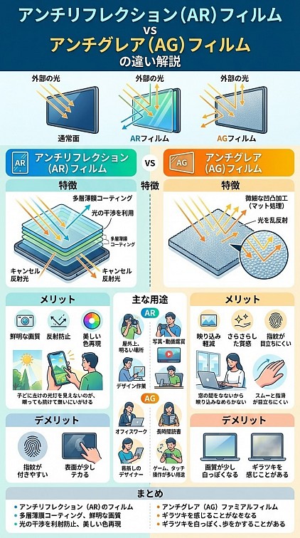 アンチリフレクションARフィルム,アンチグレアフィルム