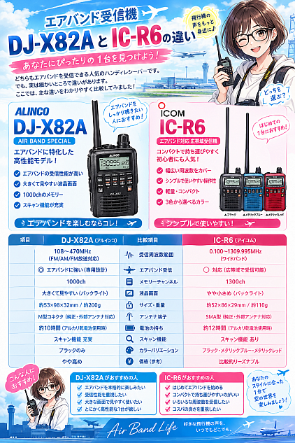 ICOM IC-R6とALINKO DJ-X82A
