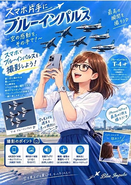 スマホ片手にブルーインパルス,iPhone片手にブルーインパルス